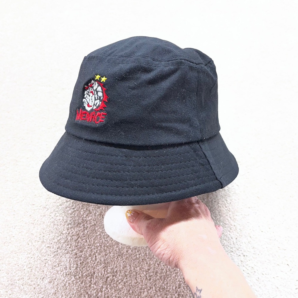 Menace Bucket Hat Mens OS Black Embroidered Bulldog‎ Streetwear Graphic